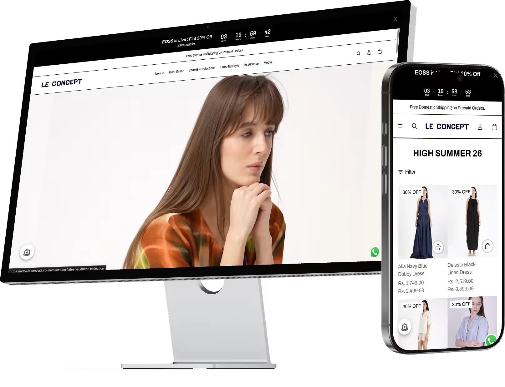 Le Concept — E-commerce store build for a designer fashion brand mockup