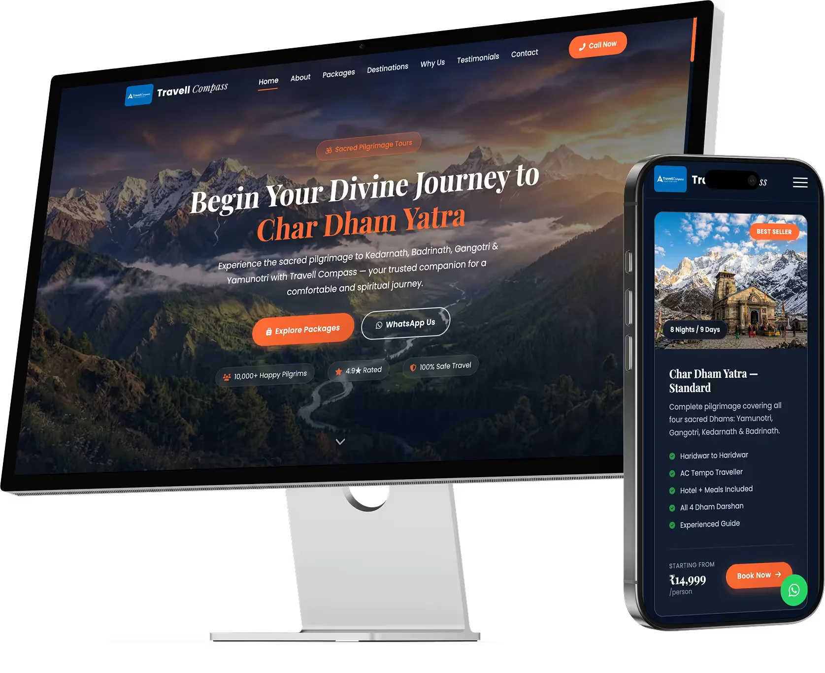 Travell Compass — Meta Ads lead generation & website build for travel agency mockup