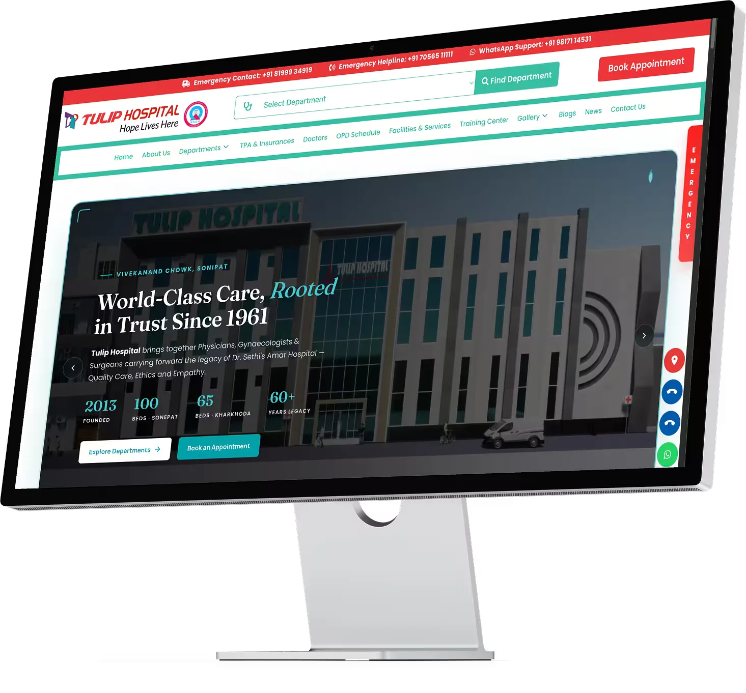 Tulip Hospital — SEO and digital marketing for a multi-specialty hospital mockup